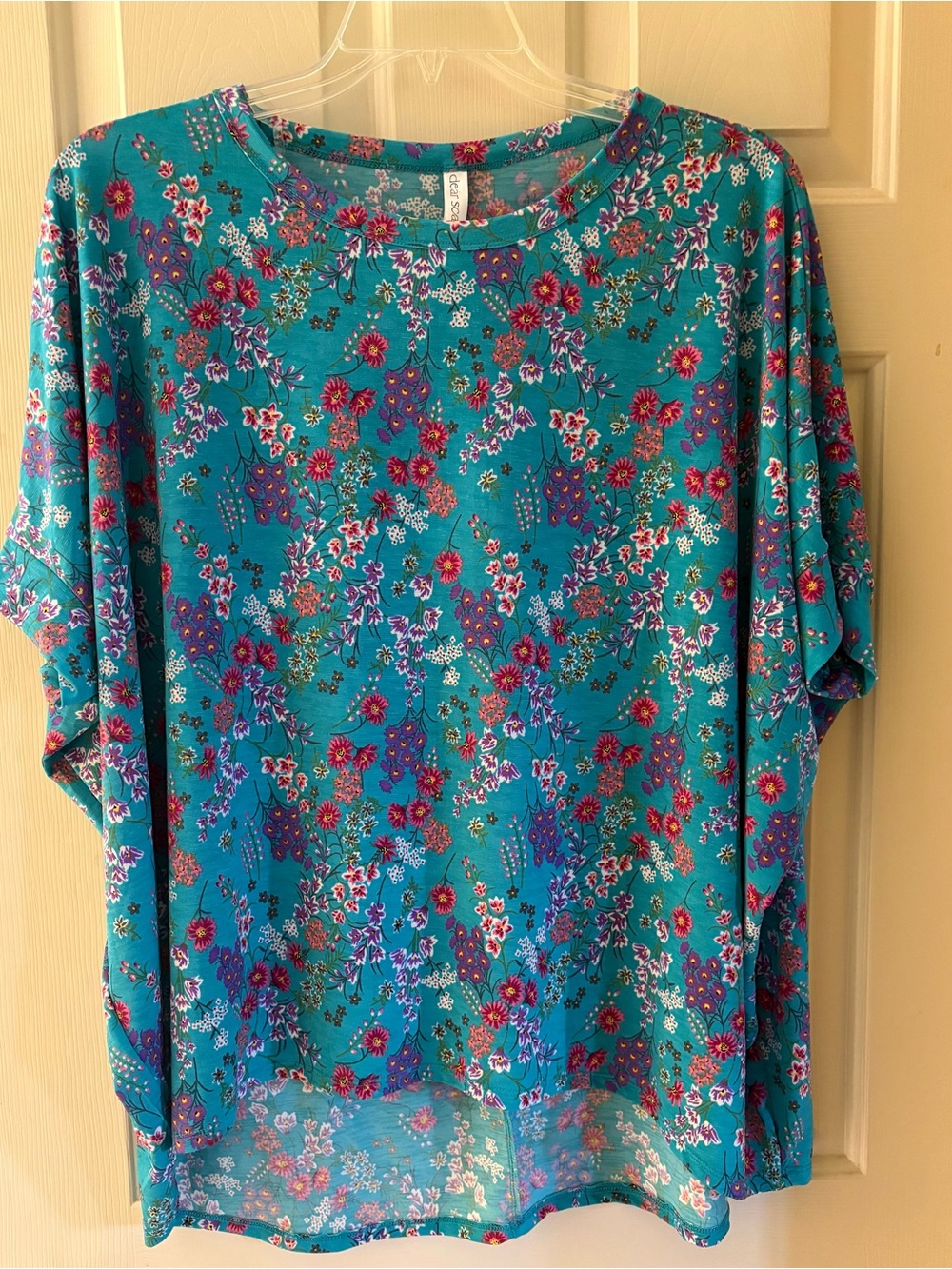 Dear Scarlett Size Small Oversized Teal Floral Short-Sleeve Top, NWT